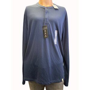 Alfani Mens Navy Blue Long Sleeve Basic Knit Shirt SIze L SKU 6626